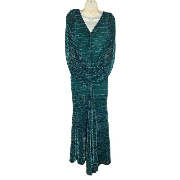 Betsy & Adam "MARISA" LONG CRINKLE DRAPE SLEEVE DRESS in Jade NWT Size 2 Petite - Picture 7 of 10
